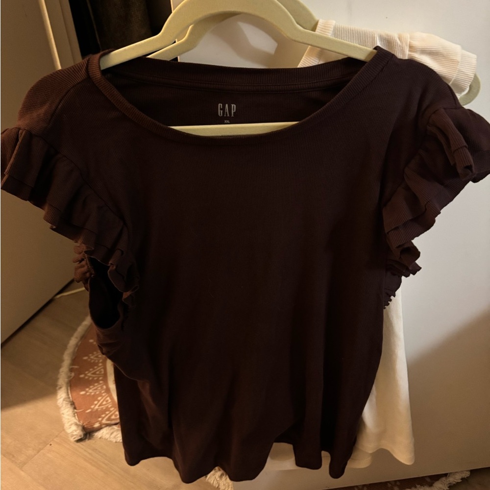 Dark Maroon Ruffle Sleeve Top - Picture 3 of 4